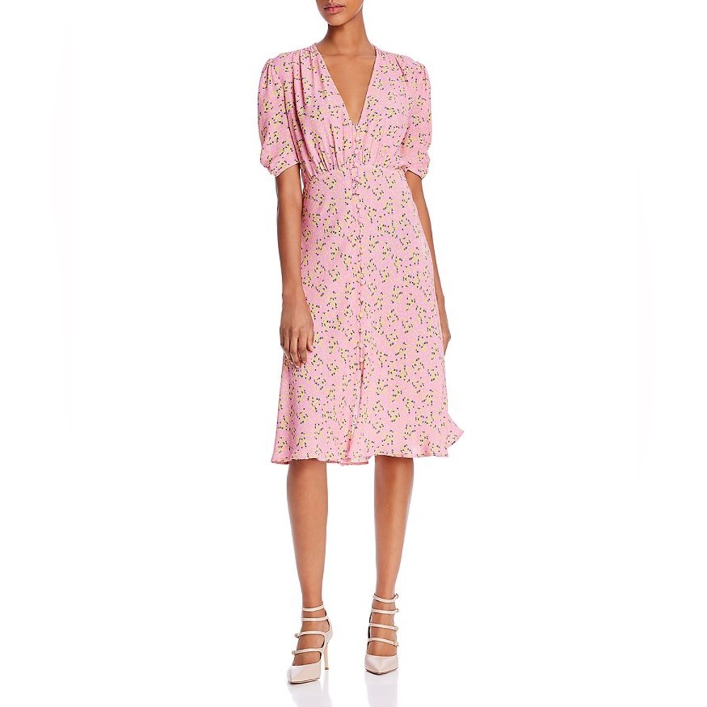Ghost London Sabrina Crepe midi dress pink